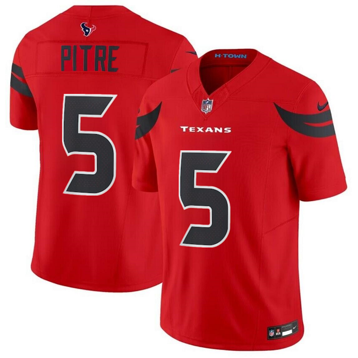 Men's Houston Texans 5 Jalen Pitre Red 2024 Alternate F.U.S.E Vapor Stitched jersey